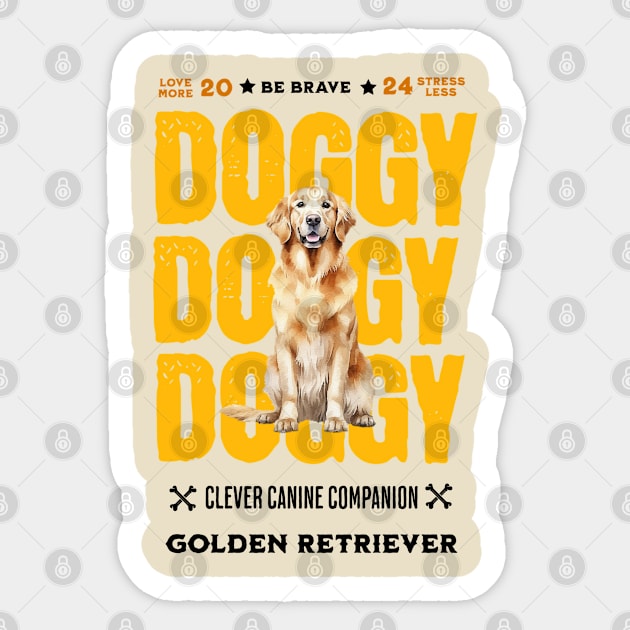 Doggy Golden Retriever Sticker by DavidBriotArt